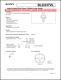 SLD237VL datasheet: Index-Guided High Power AlGaAs Laser Diode SLD237VL
