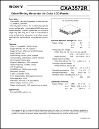 CXA3572R datasheet: Driver/Timing Generator for Color LCD Panels CXA3572R