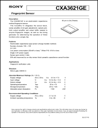 CXA3621GE datasheet: Fingerprint Verification System LSI CXA3621GE