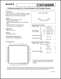 CXD3606R datasheet: Timing Generator for Frame Readout CXD3606R