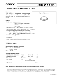 CXG1117K datasheet: Power Amplifier Module for JCDMA CXG1117K