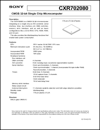 CXR702080 datasheet: CMOS 32-bit Single Chip Microcomputer CXR702080