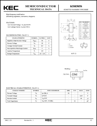 KDR505S datasheet: Schottky Barrier Diode KDR505S