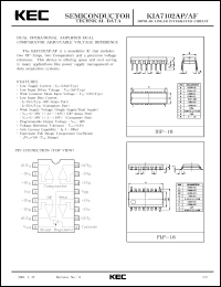 KIA7102AF datasheet: System IC(OP-Amp.+ Comparator+Shunt Regulator) KIA7102AF