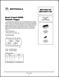 MC74AC132MEL datasheet: Quad 2 Input NAND Schmitt Trigger MC74AC132MEL