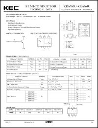 KRA761U datasheet: Built in Bias Resistor KRA761U