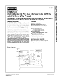 FM34W02U datasheet: 2K-Bit Standard 2-Wire Bus Interface Serial EEPROM with Full Array Write Protect FM34W02U