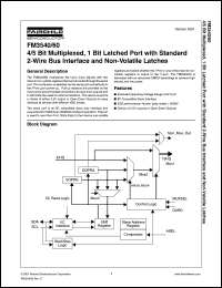 FM3560 datasheet: 4/5 Bit Multiplexed,1 Bit Latched Port with Standard 2-Wire Bus Interface and Non-Volatile Latches FM3560