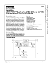 FM93CS46L datasheet: (MICROWIRE Bus Interface))1024-Bit Serial EEPROM with Data Protect and Sequential Read FM93CS46L