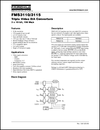 FMS3110 datasheet: Triple Video D/A Converters 3 x 10 bit, 150 Ms/s FMS3110