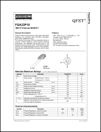 FQA22P10 datasheet: 100V P-Channel MOSFET FQA22P10