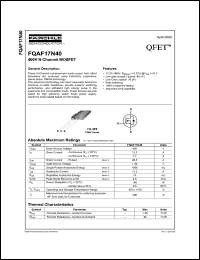 FQAF17N40 datasheet: 400V N-Channel MOSFET FQAF17N40