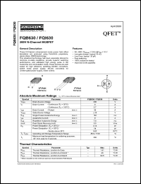 FQB630 datasheet: 200V N-Channel MOSFET FQB630