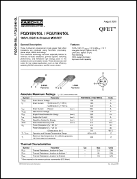 FQD19N10L datasheet: 100V LOGIC N-Channel MOSFET FQD19N10L