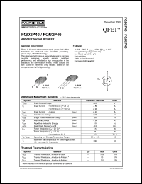 FQD2P40 datasheet: 400V P-Channel MOSFET FQD2P40