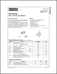 FQP12N20L datasheet: 200V LOGIC N-Channel MOSFET FQP12N20L