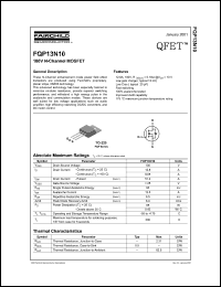 FQP13N10 datasheet: 100V N-Channel MOSFET FQP13N10