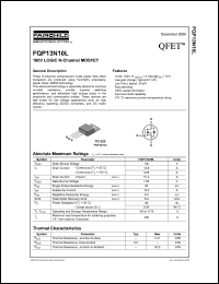 FQP13N10L datasheet: 100V LOGIC N-Channel MOSFET FQP13N10L