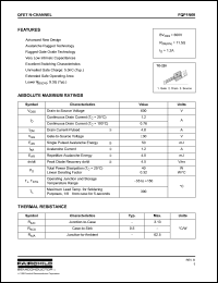 FQP1N60 datasheet: QFET N-CHANNEL FQP1N60