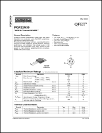 FQP22N30 datasheet: 300V N-Channel MOSFET FQP22N30