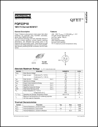 FQP22P10 datasheet: 100V P-Channel MOSFET FQP22P10
