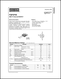 FQP2P40 datasheet: 400V P-Channel MOSFET FQP2P40