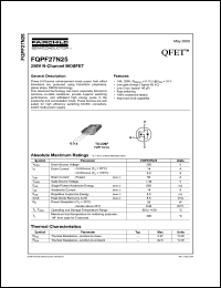 FQPF27N25 datasheet: 250V N-Channel MOSFET FQPF27N25