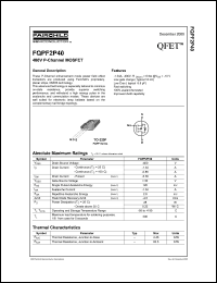 FQPF2P40 datasheet: 400V P-Channel MOSFET FQPF2P40