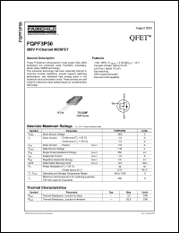 FQPF3P50 datasheet: 500V P-Channel MOSFET FQPF3P50