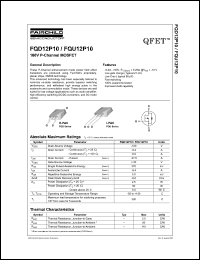 FQU12P10 datasheet: 100V P-Channel MOSFET FQU12P10