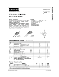 FQU1P50 datasheet: 500V P-Channel MOSFET FQU1P50