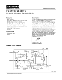 FS6M07652RTC datasheet: Fairchild Power Switch(FPS) FS6M07652RTC