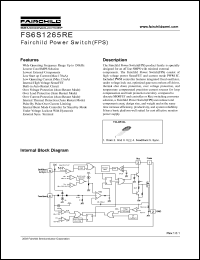FS6S1265RE datasheet: Fairchild Power Switch(FPS) FS6S1265RE