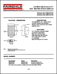 GMA2275C datasheet: 2.0 INCH (50.8 mm) 5x7 DOT MATRIX STICK DISPLAY GMA2275C