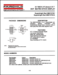 GMA7275C datasheet: 0.7 INCH (17.2 mm) 5x7 DOT MATRIX STICK DISPLAY GMA7275C