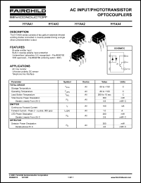 H11AA3 datasheet: AC INPUT/PHOTOTRANSISTOR OPTOCOUPLERS H11AA3