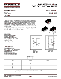 HCPL-2601 datasheet: HIGH SPEED-10 MBit/s LOGIC GATE OPTOCOUPLERS HCPL-2601