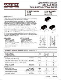 HCPL-2731 datasheet: LOW INPUT CURRENT HIGH GAIN SPLIT DARLINGTON OPTOCOUPLERS HCPL-2731