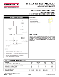HLMP-0301 datasheet: 2.5 X 7.4 mm RECTANGULAR SOLID STATE LAMPS RED HLMP-0301
