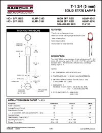 HLMP-3300 datasheet: T-1 3/4 (5 mm) SOLID STATE LAMPS RED HLMP-3300