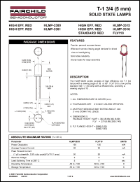 HLMP-3315 datasheet: T-1 3/4 (5 mm) SOLID STATE LAMPS RED HLMP-3315