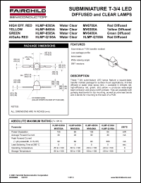 HLMP-6505A datasheet: SUBMINIATURE T-3/4 LED DIFFUSED and CLEAR LAMPS GREEN HLMP-6505A