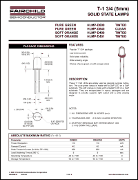 HLMP-D400 datasheet: T-1 3/4 (5mm) SOLID STATE LAMPS SOFT ORANGE HLMP-D400