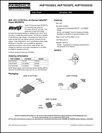 HUF75332S3S datasheet: 60A, 55V, 0.019 Ohm, N-Channel UltraFET Power MOSFETs HUF75332S3S