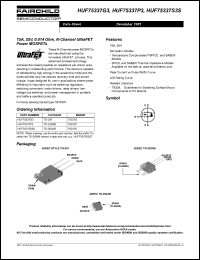 HUF75337P3 datasheet: 75A, 55V, 0.014 Ohm, N-Channel UltraFET Power MOSFETs HUF75337P3