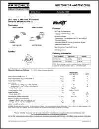 HUF75617D3S datasheet: 16A, 100V, 0.090 Ohm, N-Channel, UltraFET Power MOSFETs HUF75617D3S