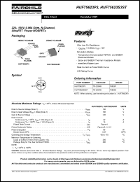 HUF75623P3 datasheet: 22A, 100V, 0.064 Ohm, N-Channel, UltraFET Power MOSFETs HUF75623P3