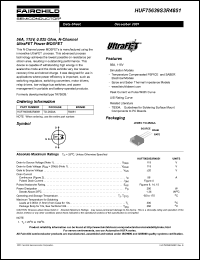 HUF75639S3 datasheet: 56A, 115V, 0.025 Ohm, N-Channel UltraFET Power MOSFET HUF75639S3
