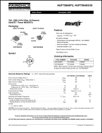 HUF75645P3 datasheet: 75A, 100V, 0.014 Ohm, N-Channel, UltraFET Power MOSFETs HUF75645P3