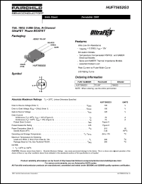 HUF75652G3 datasheet: 75A, 100V, 0.008 Ohm, N-Channel UltraFET Power MOSFET HUF75652G3